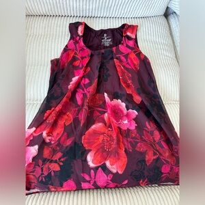 New York & Company Floral Sleeveless Top - Red and Pink